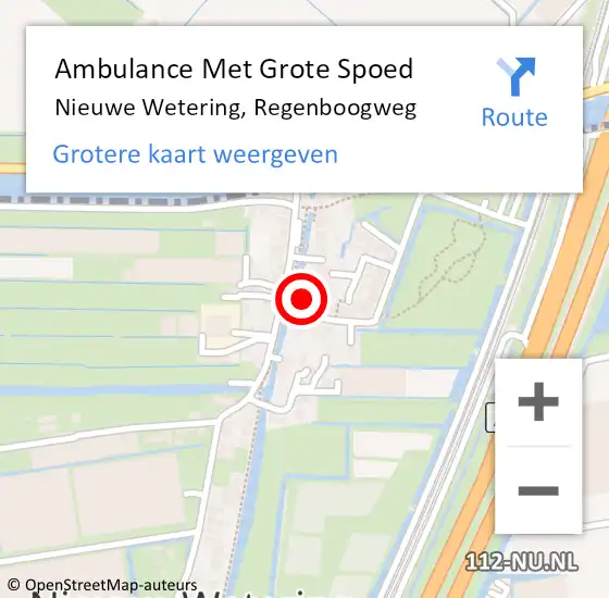 Locatie op kaart van de 112 melding: Ambulance Met Grote Spoed Naar Nieuwe Wetering, Regenboogweg op 21 november 2016 16:51