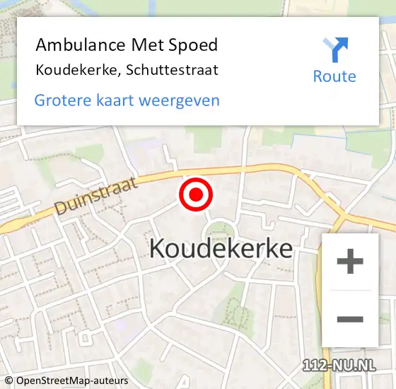 Locatie op kaart van de 112 melding: Ambulance Met Spoed Naar Koudekerke, Schuttestraat op 2 januari 2014 08:25