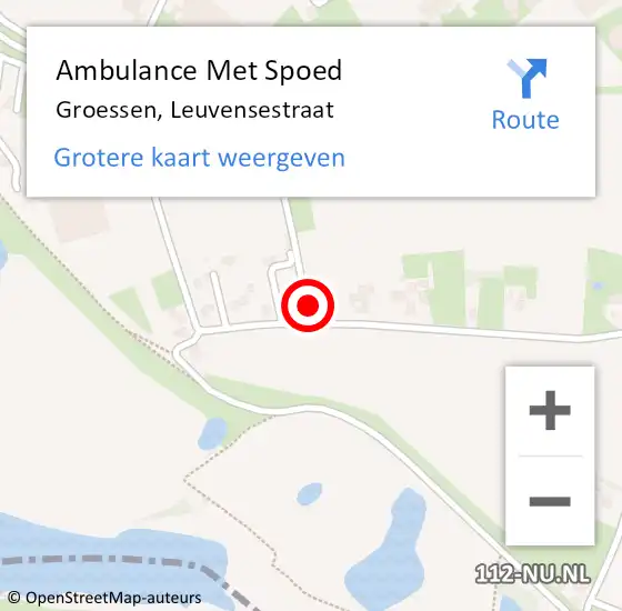 Locatie op kaart van de 112 melding: Ambulance Met Spoed Naar Groessen, Leuvensestraat op 21 november 2016 17:22