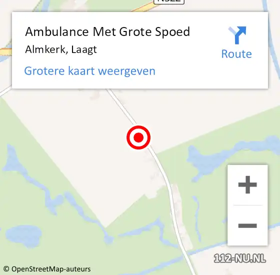 Locatie op kaart van de 112 melding: Ambulance Met Grote Spoed Naar Almkerk, Laagt op 21 november 2016 18:53