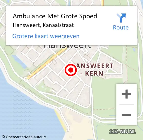 Locatie op kaart van de 112 melding: Ambulance Met Grote Spoed Naar Hansweert, Kanaalstraat op 21 november 2016 18:54