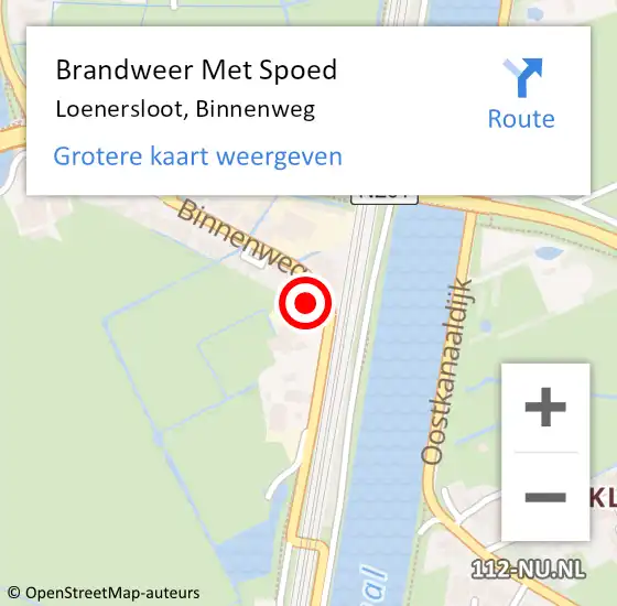 Locatie op kaart van de 112 melding: Brandweer Met Spoed Naar Loenersloot, Binnenweg op 21 november 2016 19:12