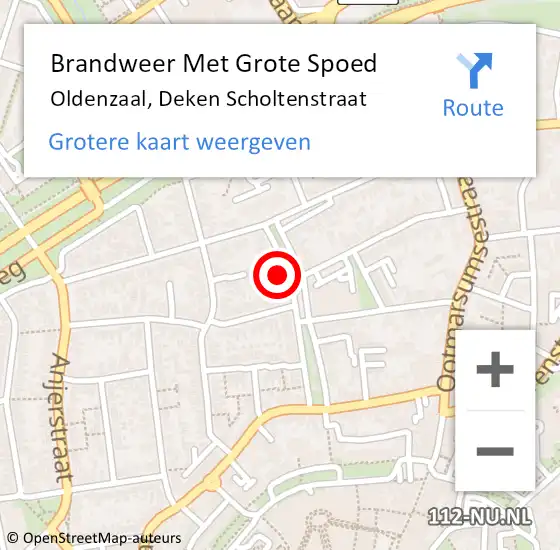 Locatie op kaart van de 112 melding: Brandweer Met Grote Spoed Naar Oldenzaal, Deken Scholtenstraat op 21 november 2016 19:19