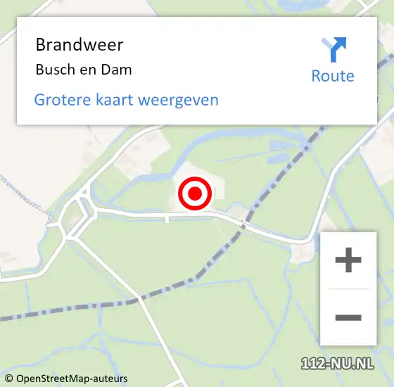 Locatie op kaart van de 112 melding: Brandweer Busch en Dam op 21 november 2016 20:07