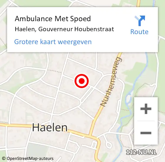 Locatie op kaart van de 112 melding: Ambulance Met Spoed Naar Haelen, Gouverneur Houbenstraat op 21 november 2016 20:54