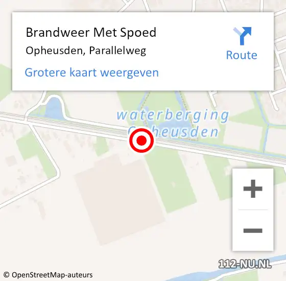 Locatie op kaart van de 112 melding: Brandweer Met Spoed Naar Opheusden, Parallelweg op 21 november 2016 21:32