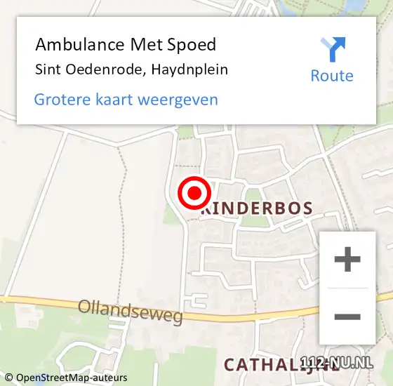 Locatie op kaart van de 112 melding: Ambulance Met Spoed Naar Sint Oedenrode, Haydnplein op 21 november 2016 21:58