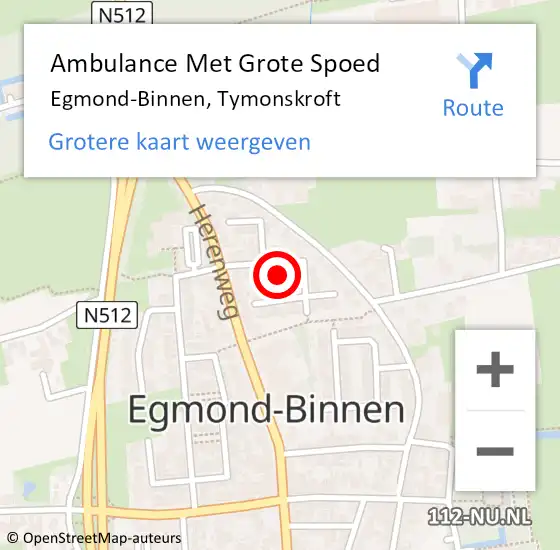 Locatie op kaart van de 112 melding: Ambulance Met Grote Spoed Naar Egmond-Binnen, Tymonskroft op 21 november 2016 23:14