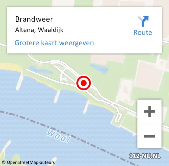 Locatie op kaart van de 112 melding: Brandweer Altena, Waaldijk op 21 november 2016 23:34