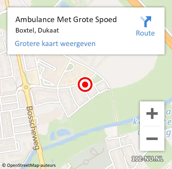 Locatie op kaart van de 112 melding: Ambulance Met Grote Spoed Naar Boxtel, Dukaat op 22 november 2016 01:20