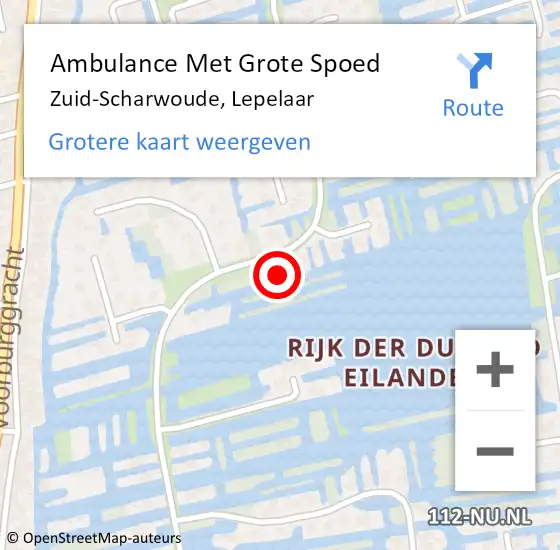 Locatie op kaart van de 112 melding: Ambulance Met Grote Spoed Naar Zuid-Scharwoude, Lepelaar op 22 november 2016 01:34