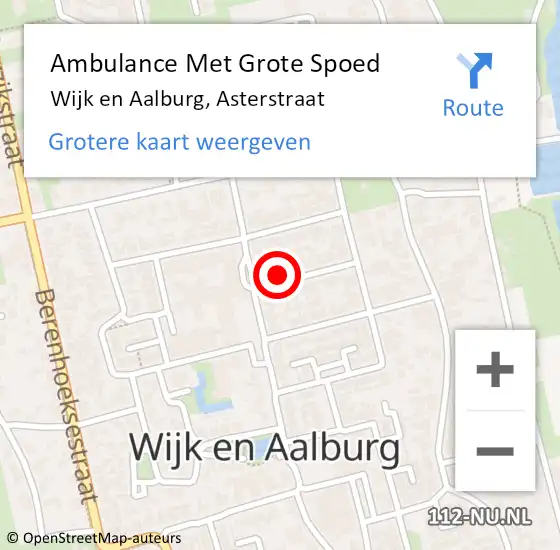 Locatie op kaart van de 112 melding: Ambulance Met Grote Spoed Naar Wijk en Aalburg, Asterstraat op 22 november 2016 02:40