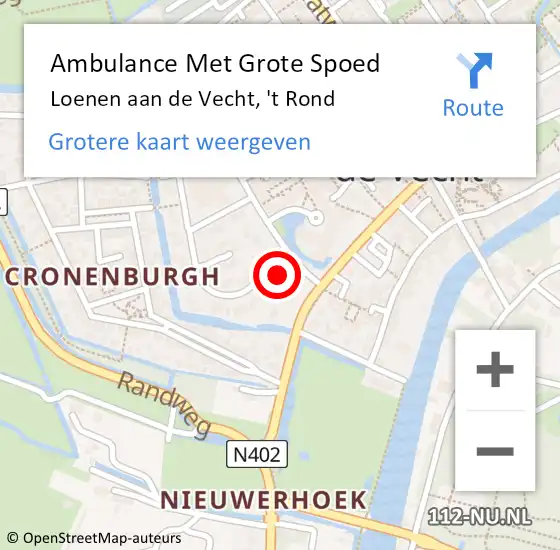 Locatie op kaart van de 112 melding: Ambulance Met Grote Spoed Naar Loenen aan de Vecht, 't Rond op 22 november 2016 03:52