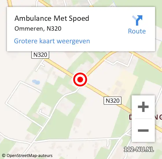 Locatie op kaart van de 112 melding: Ambulance Met Spoed Naar Ommeren, N320 op 22 november 2016 05:43