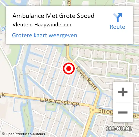 Locatie op kaart van de 112 melding: Ambulance Met Grote Spoed Naar Vleuten, Haagwindelaan op 22 november 2016 05:47