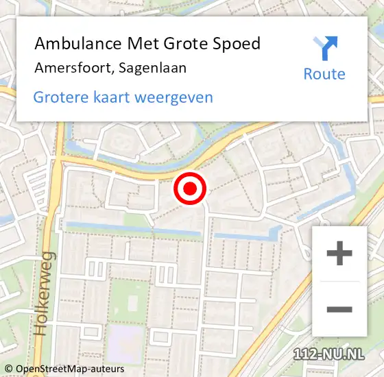 Locatie op kaart van de 112 melding: Ambulance Met Grote Spoed Naar Amersfoort, Sagenlaan op 22 november 2016 05:48