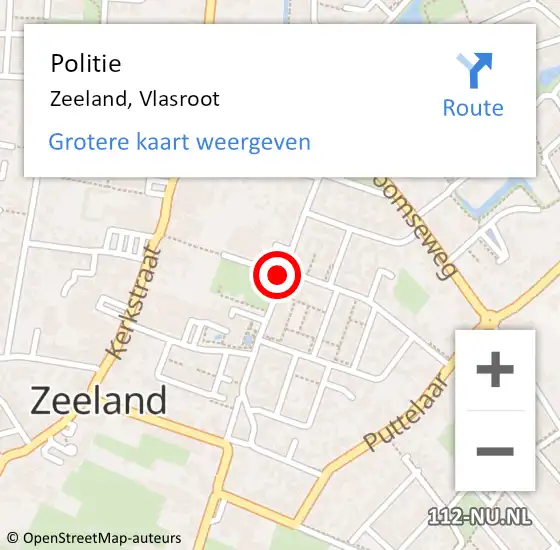 Locatie op kaart van de 112 melding: Politie Zeeland, Vlasroot op 22 november 2016 07:41