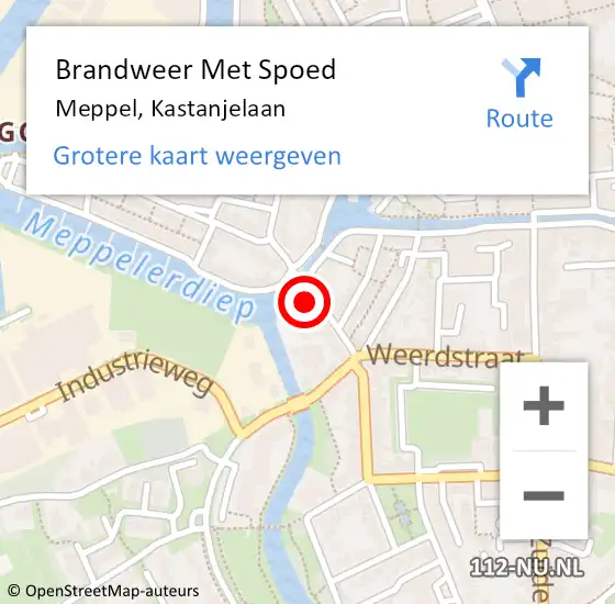 Locatie op kaart van de 112 melding: Brandweer Met Spoed Naar Meppel, Kastanjelaan op 22 november 2016 08:16