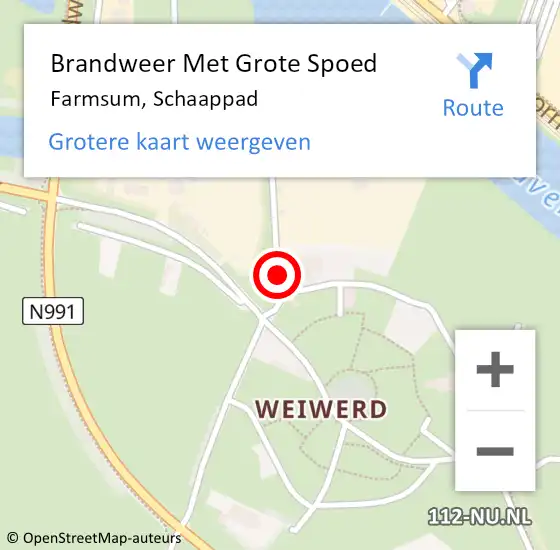 Locatie op kaart van de 112 melding: Brandweer Met Grote Spoed Naar Farmsum, Schaappad op 22 november 2016 08:17