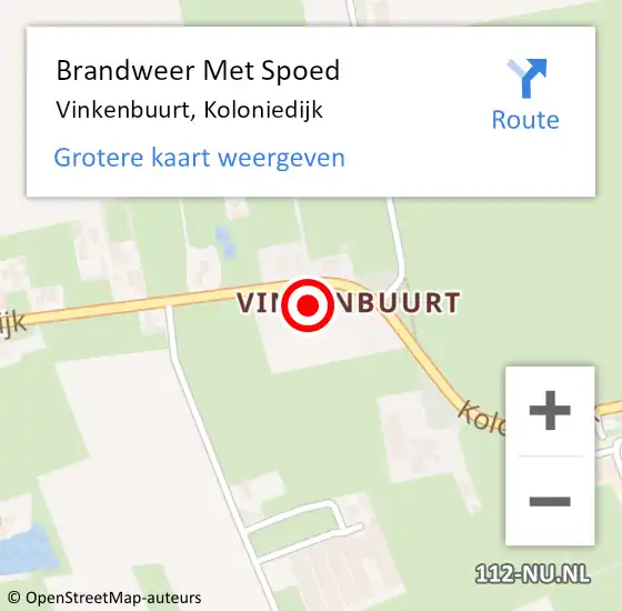 Locatie op kaart van de 112 melding: Brandweer Met Spoed Naar Vinkenbuurt, Koloniedijk op 22 november 2016 08:55