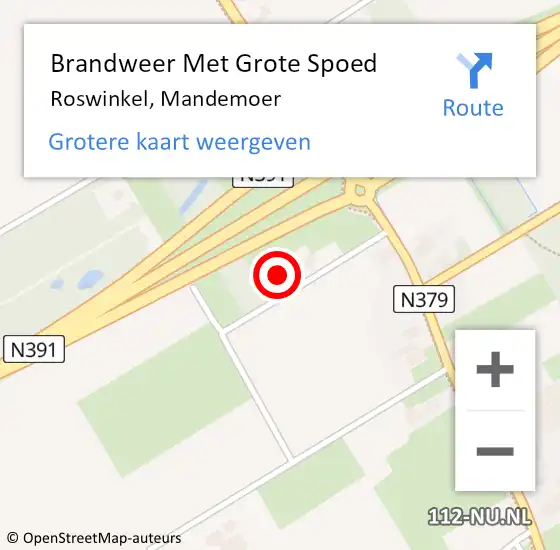 Locatie op kaart van de 112 melding: Brandweer Met Grote Spoed Naar Roswinkel, Mandemoer op 22 november 2016 09:22