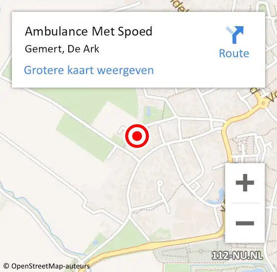 Locatie op kaart van de 112 melding: Ambulance Met Spoed Naar Gemert, De Ark op 22 november 2016 09:55