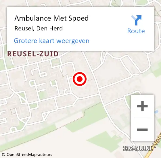 Locatie op kaart van de 112 melding: Ambulance Met Spoed Naar Reusel, Den Herd op 22 november 2016 10:06