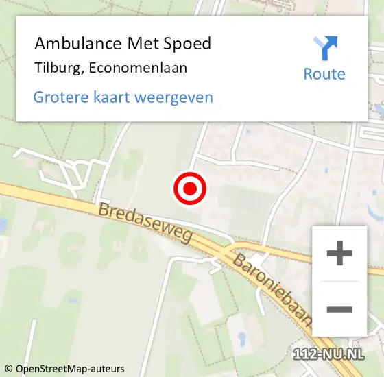 Locatie op kaart van de 112 melding: Ambulance Met Spoed Naar Tilburg, Economenlaan op 2 januari 2014 09:18