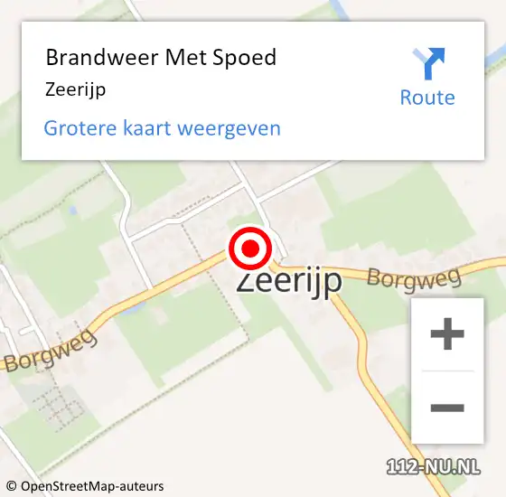 Locatie op kaart van de 112 melding: Brandweer Met Spoed Naar Zeerijp op 18 september 2013 07:53