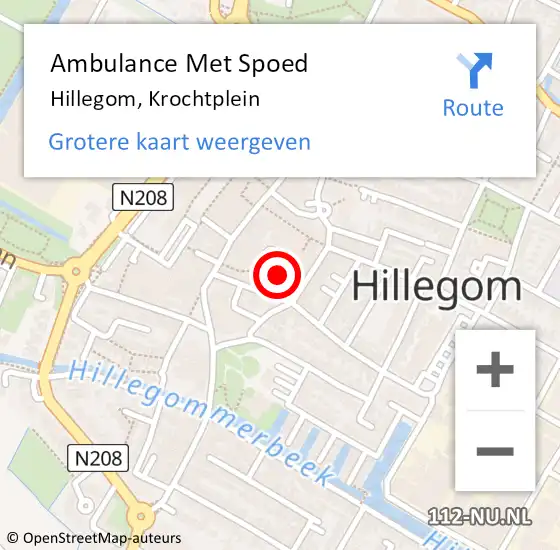 Locatie op kaart van de 112 melding: Ambulance Met Spoed Naar Hillegom, Krochtplein op 22 november 2016 12:21