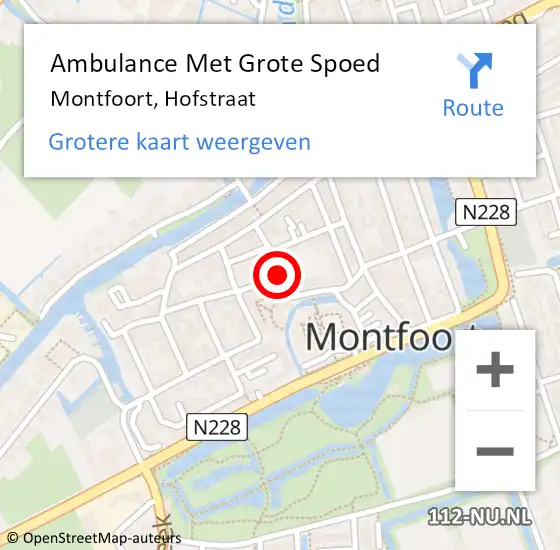 Locatie op kaart van de 112 melding: Ambulance Met Grote Spoed Naar Montfoort, Hofstraat op 22 november 2016 12:30