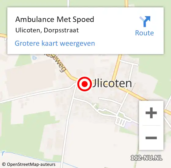 Locatie op kaart van de 112 melding: Ambulance Met Spoed Naar Ulicoten, Dorpsstraat op 22 november 2016 12:34