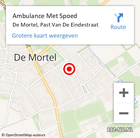 Locatie op kaart van de 112 melding: Ambulance Met Spoed Naar De Mortel, Past Van De Eindestraat op 22 november 2016 13:31