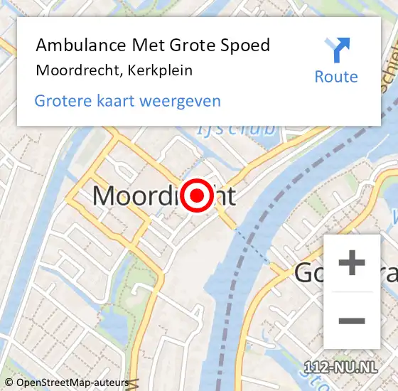 Locatie op kaart van de 112 melding: Ambulance Met Grote Spoed Naar Moordrecht, Kerkplein op 22 november 2016 13:44