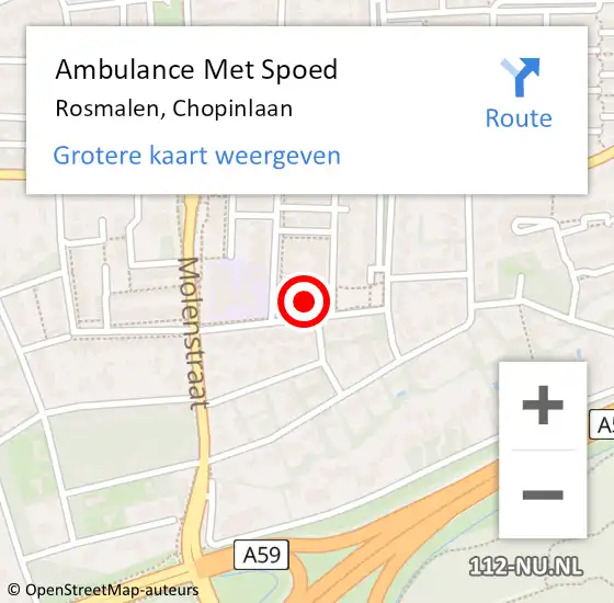 Locatie op kaart van de 112 melding: Ambulance Met Spoed Naar Rosmalen, Chopinlaan op 22 november 2016 14:14