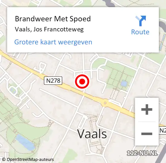 Locatie op kaart van de 112 melding: Brandweer Met Spoed Naar Vaals, Jos Francotteweg op 22 november 2016 14:15