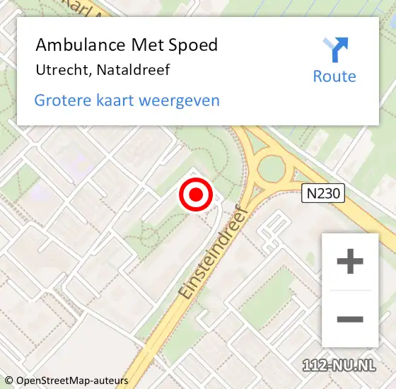 Locatie op kaart van de 112 melding: Ambulance Met Spoed Naar Utrecht, Nataldreef op 22 november 2016 15:00