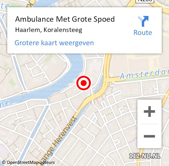 Locatie op kaart van de 112 melding: Ambulance Met Grote Spoed Naar Haarlem, Koralensteeg op 22 november 2016 15:01