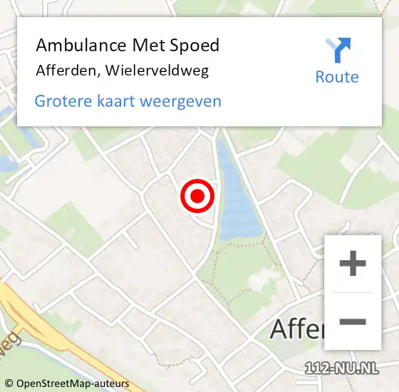 Locatie op kaart van de 112 melding: Ambulance Met Spoed Naar Afferden, Wielerveldweg op 22 november 2016 15:04
