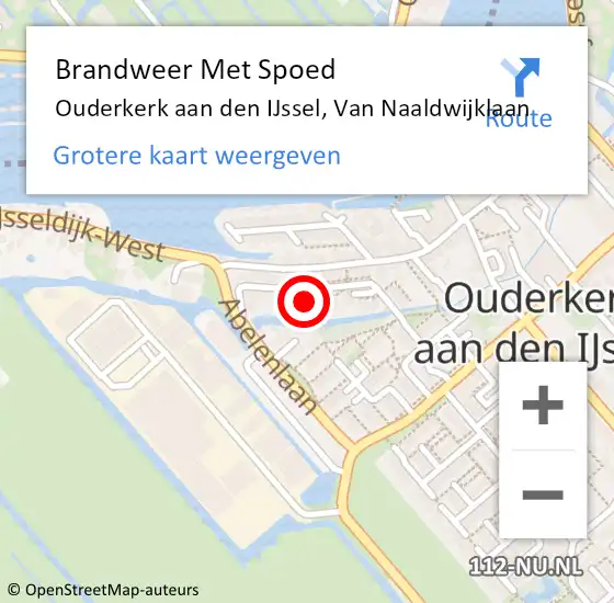 Locatie op kaart van de 112 melding: Brandweer Met Spoed Naar Ouderkerk aan den IJssel, Van Naaldwijklaan op 22 november 2016 15:11