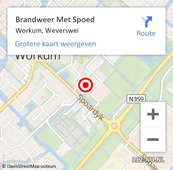 Locatie op kaart van de 112 melding: Brandweer Met Spoed Naar Workum, Weverswei op 22 november 2016 16:01