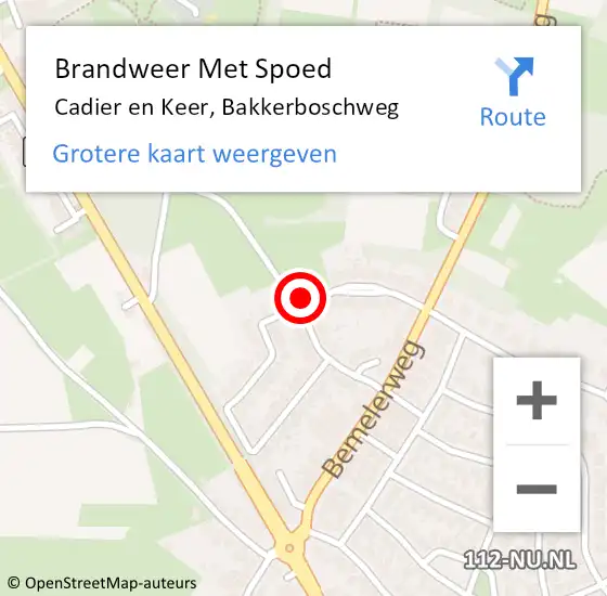 Locatie op kaart van de 112 melding: Brandweer Met Spoed Naar Cadier en Keer, Bakkerboschweg op 22 november 2016 16:40