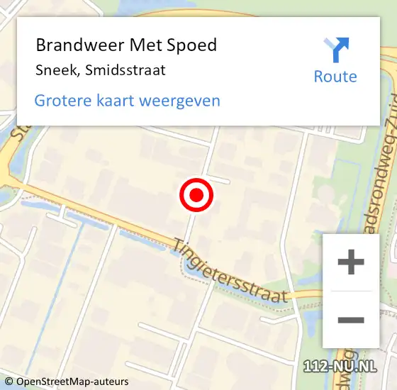 Locatie op kaart van de 112 melding: Brandweer Met Spoed Naar Sneek, Smidsstraat op 2 januari 2014 09:53