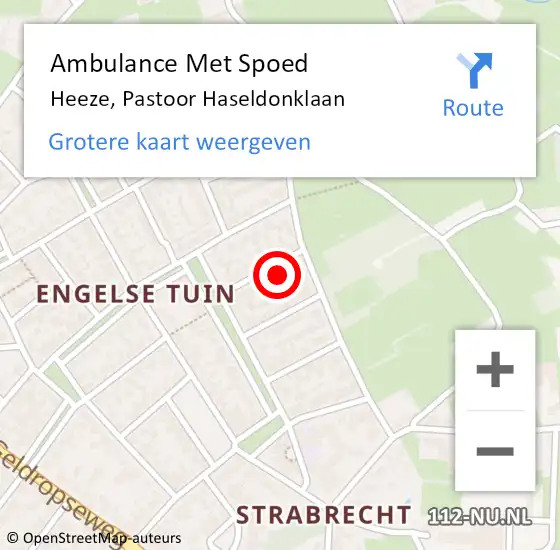 Locatie op kaart van de 112 melding: Ambulance Met Spoed Naar Heeze, Pastoor Haseldonklaan op 22 november 2016 17:12