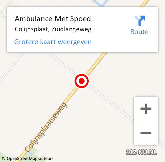 Locatie op kaart van de 112 melding: Ambulance Met Spoed Naar Colijnsplaat, Zuidlangeweg op 22 november 2016 17:39