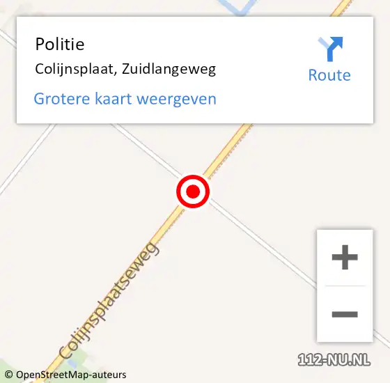 Locatie op kaart van de 112 melding: Politie Colijnsplaat, Zuidlangeweg op 22 november 2016 17:40