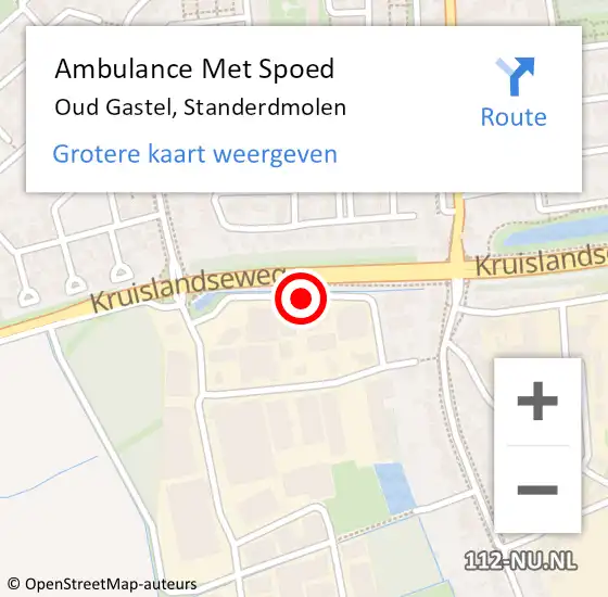 Locatie op kaart van de 112 melding: Ambulance Met Spoed Naar Oud Gastel, Standerdmolen op 22 november 2016 18:10