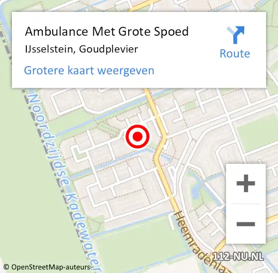 Locatie op kaart van de 112 melding: Ambulance Met Grote Spoed Naar IJsselstein, Goudplevier op 22 november 2016 18:31