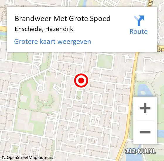 Locatie op kaart van de 112 melding: Brandweer Met Grote Spoed Naar Enschede, Hazendijk op 22 november 2016 18:31