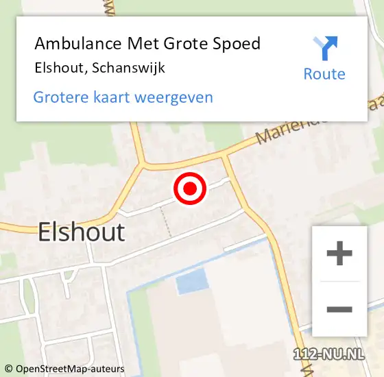 Locatie op kaart van de 112 melding: Ambulance Met Grote Spoed Naar Elshout, Schanswijk op 22 november 2016 19:16